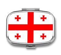 Pilulier Carré 2 Compartiments Avec Imprimé Drapeau De Géorgie Humoristique Petit Organisateur De Médicaments Et De Vitamines Idéal Pour Les Voyages Étui De Poche Portable Avec Miroir Et