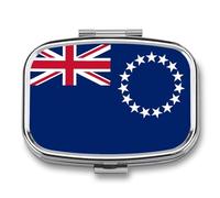 Pilulier Carré À 2 Compartiments Avec Drapeau Des Îles Cook, Portable Et Facile À Glisser Dans Une Poche Ou Un Sac À Main Idéal Pour Ranger Vitamines, Médicaments Et Compléments Alimentaires