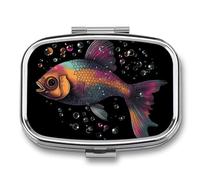 Pilulier carré à 2 compartiments - Couleur dégradée - Mini pilulier portable de voyage pour poche, sac à main - Pilulier en métal pour vitamines, huiles de poisson