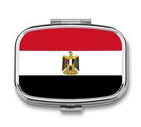 Pilulier Carré À 2 Compartiments, Imprimé Drapeau De La République D'Égypte, Petit Pilulier Avec Miroir, Contenant À Médicaments Portable En Métal, Organisateur De Vitamines Pour Sac À Main Ou Poche