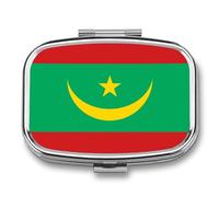 Pilulier Carré À 2 Compartiments, Imprimé Du Drapeau De La République De Mauritanie, En Métal, Petit Format, Avec Miroir, Idéal Pour Les Voyages Et Les Soins Des Yeux