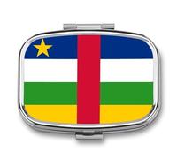 Pilulier Carré À 2 Compartiments, Orné Du Drapeau De La République Centrafricaine, Format Poche Ou Sac À Main Idéal Pour Ranger Vitamines, Médicaments, Huile De Poisson Et Compléments Alimentaires
