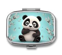 Pilulier carré à 2 compartiments Panda Star pour poche, sac à main, portable, médicaments, comprimés et vitamines, mini étui décoratif