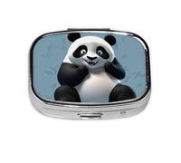 Pilulier carré amusant à 2 compartiments en métal - Petit pilulier de voyage portable pour poche et sac à main - Mini pilulier pour contenir des vitamines quotidiennes