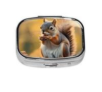 Pilulier carré amusant en métal avec 2 compartiments et petite boîte de rangement