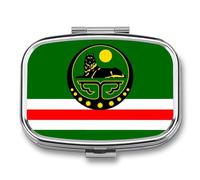 Pilulier Carré Aux Couleurs Du Drapeau De La République De Tchétchénie Idéal Pour Sac Main Ou Poche Organisateur De Médicaments De Voyage Étui Pour Vitamines Et Compléments Alimentaires