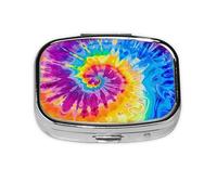 Pilulier carré avec 2 compartiments - Pilulier de voyage portable pour poche ou sac à main - Coloré tie-dye