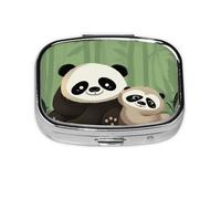 Pilulier carré avec 2 compartiments - Pilulier de voyage portable pour poche ou sac à main - Panda mignon