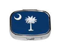 Pilulier carré avec drapeau de la Caroline du Sud, léger et portable, avec 2 inserts en plastique, convient pour le transport dans les poches ou les portefeuilles.