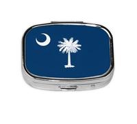 Pilulier carré avec drapeau de la Caroline du Sud - Organiseur de voyage - Boîte à médicaments hebdomadaire compacte avec pour l'organisation quotidienne des pilules