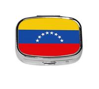 Pilulier carré avec drapeau du Venezuela - Organiseur de voyage - Boîte à médicaments hebdomadaire compacte avec pour l'organisation quotidienne des pilules
