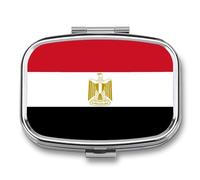 Pilulier Carré Avec Miroir, Imprimé Drapeau De La République D'Égypte, Petit Étui À Pilules Portable En Métal, Organisateur De Vitamines Pour Sac À Main Ou Poche, Cadeau De Voyage