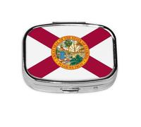 Pilulier carré avec motif imprimé drapeau de la Floride, étui de voyage portable en métal pour vitamines et médicaments, 5,6 x 4,1 x 1,8 cm.