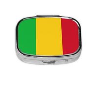 Pilulier carré avec motif imprimé drapeau du Mali - Étui de voyage portable en métal pour vitamines et médicaments, 5,6 x 4,1 x 1,8 cm.