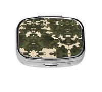 Pilulier carré camouflage militaire léger et portable, avec 2 inserts en plastique, convient pour le transport dans les poches ou les portefeuilles.