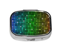 Pilulier carré coloré avec 2 compartiments - Petit pilulier portable - Conteneurs de vitamines - Essentiels de voyage - 5,5 x 4 x 1,8 cm