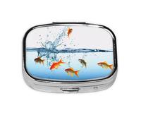 Pilulier carré compact en forme de poisson dans l'eau - Distributeur de médicaments portable avec compartiments | Petite boîte à pilules de voyage pour sac à main et poche