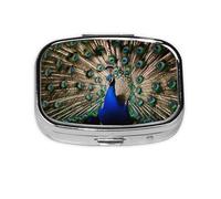 Pilulier carré compact The Peacock - Organisateur de médicaments portable avec compartiments | Petite boîte à pilules de voyage pour sac à main et poche