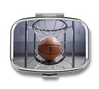 Pilulier carré de basket-ball à 3 compartiments portable pour voyage - Mini récipient compact pour médicaments - Distributeur de supplément de vitamines