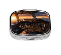 Pilulier carré de cockpit d'avion léger et portable, avec 2 inserts en plastique, convient pour le transport dans les poches ou les portefeuilles.