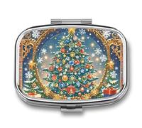 Pilulier carré de Noël à 3 compartiments - Portable - Mini boîte à médicaments compacte pour le quotidien - Distributeur de supplément de vitamines