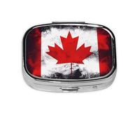 Pilulier carré drapeau canadien léger et portable, avec 2 inserts en plastique, convient pour le transport dans les poches ou les portefeuilles.