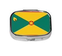 Pilulier carré drapeau de la Grenade, léger et portable, avec 2 inserts en plastique, convient pour le transport dans les poches ou les portefeuilles.