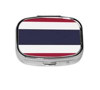 Pilulier carré drapeau de la Thaïlande léger et portable, avec 2 inserts en plastique, convient pour le transport dans les poches ou les portefeuilles.