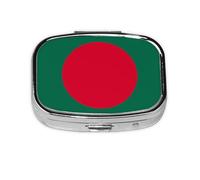Pilulier carré drapeau du Bangladesh léger et portable, avec 2 inserts en plastique, convient pour le transport dans les poches ou les portefeuilles.
