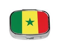 Pilulier carré drapeau du Sénégal léger et portable, avec 2 inserts en plastique, convient pour le transport dans les poches ou portefeuilles.