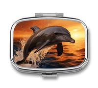 Pilulier carré Dusk Dolphin à 3 compartiments Portable Voyage Médicaments Boîte à médicaments Mini Compact Stockage de médicaments Distributeur de supplément de vitamines