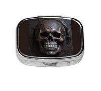 Pilulier carré en cuivre léger et portable, avec 2 inserts en plastique, convient pour le transport dans les poches ou les portefeuilles.