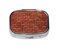 Pilulier carré en forme de brique rouge avec 2 compartiments - Petit pilulier de voyage portable pour poche et sac à main - Mini pilulier pour contenir des vitamines quotidiennes
