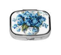 Pilulier carré en forme de grappe de fleurs - En métal - Organisateur de médicaments de voyage - 2 compartiments - Petite boîte de rangement portable