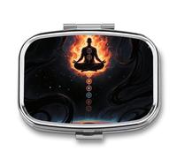 Pilulier carré en métal à 2 compartiments avec miroir et miroir - Lumière noire