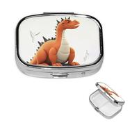 Pilulier carré en métal à 2 compartiments - Motif dragon amusant - Organisateur de médicaments et de vitamines - Cadeau unique pour homme et femme