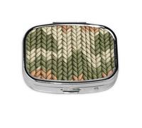 Pilulier carré en métal avec 2 compartiments - Motif camouflage - Vert sauge