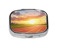 Pilulier carré en métal avec 2 compartiments pour course à pied, coucher de soleil