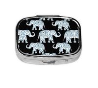 Pilulier carré en métal imprimé éléphant - Transportez vos médicaments avec style (rectangulaire)