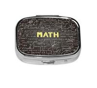 Pilulier carré en métal imprimé mathématiques d'école - Transportez vos médicaments avec style (rectangulaire)