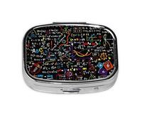 Pilulier carré en métal imprimé mathématiques - Transportez vos médicaments avec style (rectangulaire)