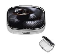 Pilulier carré en métal noir avec 2 compartiments - Joli pilulier de voyage portable pour médicaments et vitamines - Cadeau unique pour homme et femme