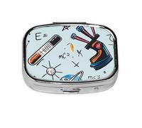 Pilulier carré en métal pour physique, mathématiques, chimie, organiseur de voyage à 2 compartiments de poche, petit étui de rangement portable