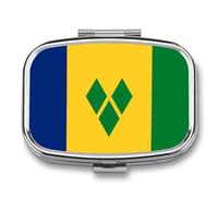 Pilulier Carré, Imprimé Drapeau De Saint-Vincent-Et-Les-Grenadines, Petit Étui À Pilules Portable En Métal, Organisateur De Vitamines Pour Sac À Main Ou Poche, Cadeau De Voyage