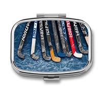 Pilulier carré mignon pour bâtons de hockey sur glace - Organiseur de vitamines pour sac à main