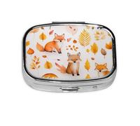 Pilulier carré mignon renard - Pilulier étanche à 2 compartiments - Distributeur de pilules de poche portable pour poche ou sac à main