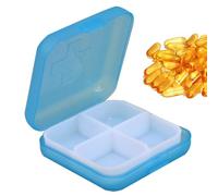 Pilulier carré, mini pilulier quotidien - Boîte à médicaments à 4 compartiments - Boîte de rangement quotidienne transparente avec anneau de fermeture à pression pour huile de poisson, voyage, sac à