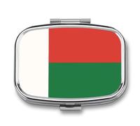 Pilulier Carré, Petit Étui De Voyage Fantaisie Imprimé Drapeau De La République De Madagascar, Contenant À Pilules Portable En Métal Décoratif, Organisateur De Vitamines Pour Sac À Main Ou Poche