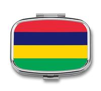 Pilulier Carré, Petit Étui De Voyage Fantaisie Imprimé Drapeau De La République De Maurice Avec Miroir, Contenant Portable Pour Médicaments Et Vitamines, Glisser Dans Un Sac Main Ou Une Poche