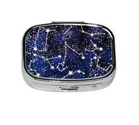 Pilulier carré phosphorescent avec 2 compartiments - Petit pilulier portable - Conteneurs de vitamines - Essentiels de voyage - 5,5 x 4 x 1,8 cm